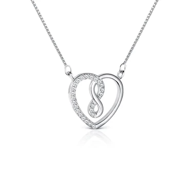 srebrny naszyjnik serce i nieskończoność z cyrkoniami