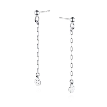 srebrne kolczyki wiszące koniczyny