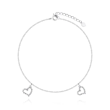 srebrna bransoletka z sercami