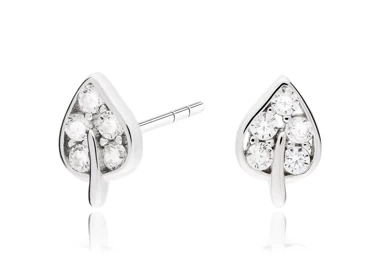 srebrne kolczyki z cyrkoniami liście