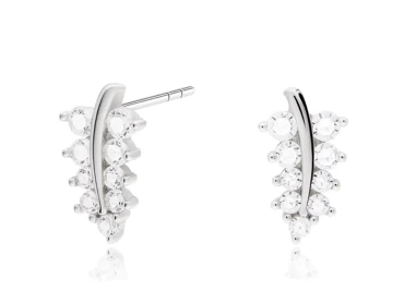 srebrne kolczyki z cyrkoniami liście