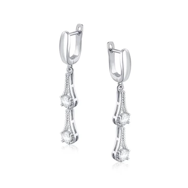 srebrne kolczyki wiszące łezki z cyrkoniami