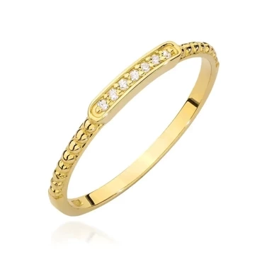 złoty pierścionek z brylantem 0.04ct