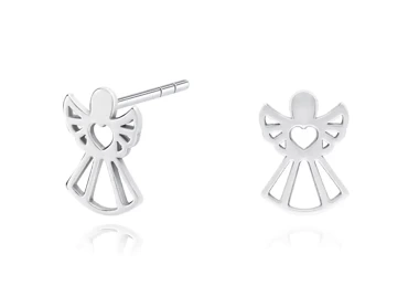 srebrne kolczyki ażurowe aniołki