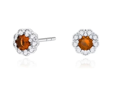 srebrne kolczyki kwiaty z cyrkoniami