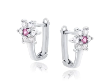 srebrne kolczyki z cyrkoniami kwiaty