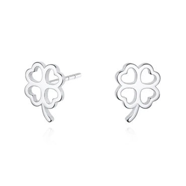 srebrne kolczyki czterolistna koniczyna