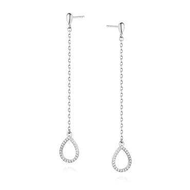 srebrne kolczyki wiszące łezki z cyrkoniami