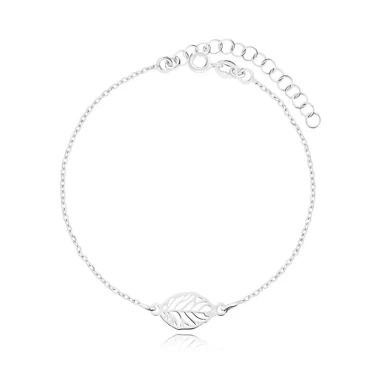 srebrna bransoletka celebrytka liść