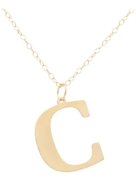 srebrny pozłacany naszyjnik z literką C