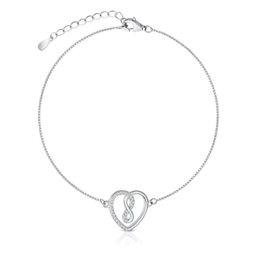 srebrna bransoletka z sercem i nieskończonością