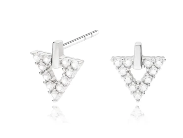 srebrne kolczyki z cyrkoniami trójkąty
