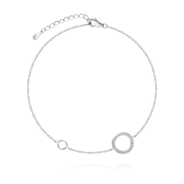 srebrna bransoletka kółko karma z cyrkoniami