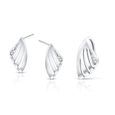 komplet srebrnej biżuterii - kolczyki i zawieszka z cyrkoniami