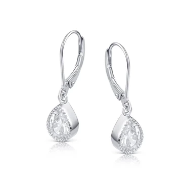 srebrne kolczyki łezki z cyrkoniami