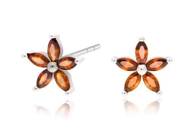 srebrne kolczyki z cyrkoniami kwiaty