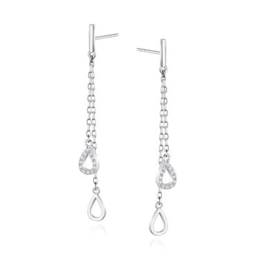 srebrne kolczyki wiszące łezki z cyrkoniami