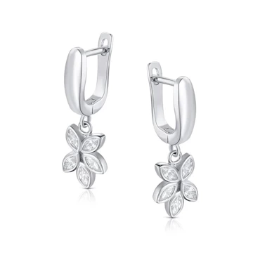 srebrne kolczyki kwiaty z cyrkoniami