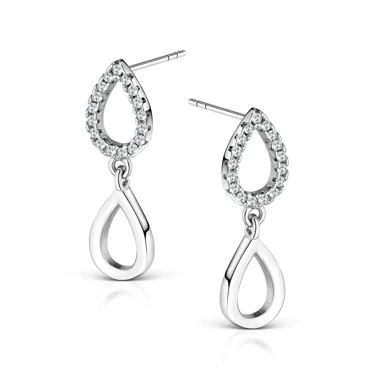 srebrne kolczyki wiszące z cyrkoniami