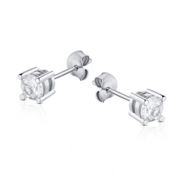 srebrne kolczyki z cyrkoniami 4 mm