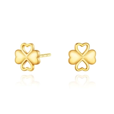 srebrne pozłacane kolczyki koniczyny