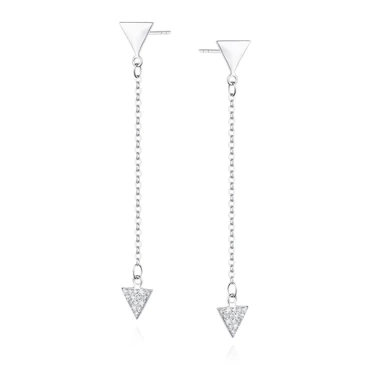 srebrne kolczyki z cyrkoniami trójkąty
